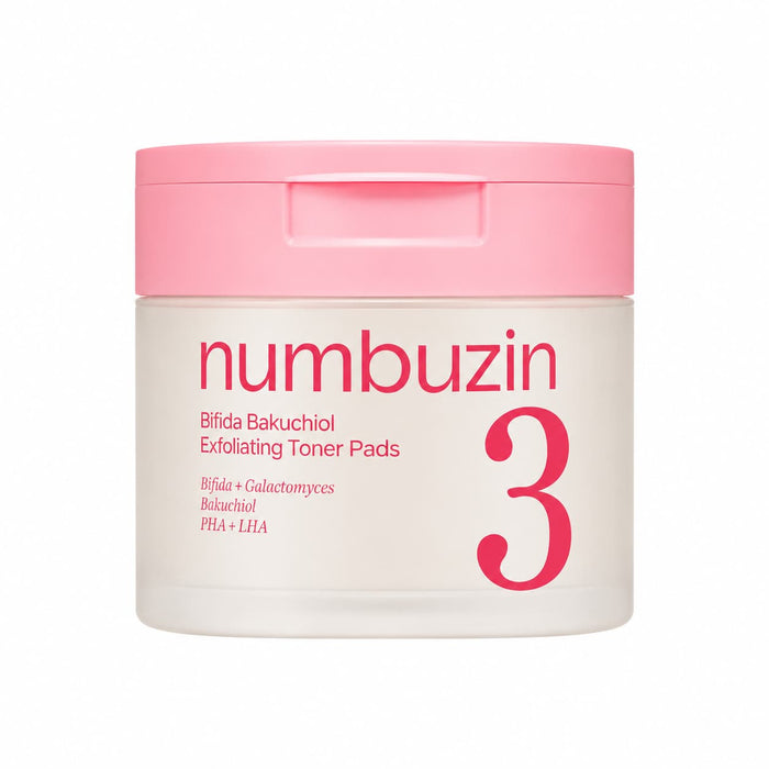 Numbuzin - No.3 Bifida Bakuchiol Exfoliating Toner Pads, 190ml (70 pads)